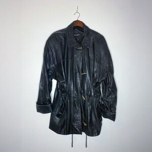 100% Leather Vintage Braefair Jacket With Brass Horn Buttons